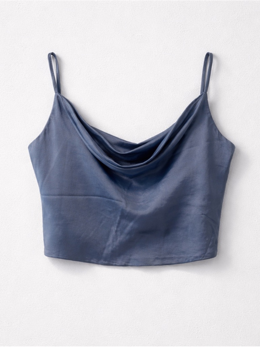 Zara Cropped Cowl Neck Side Zip Thin Strap Top